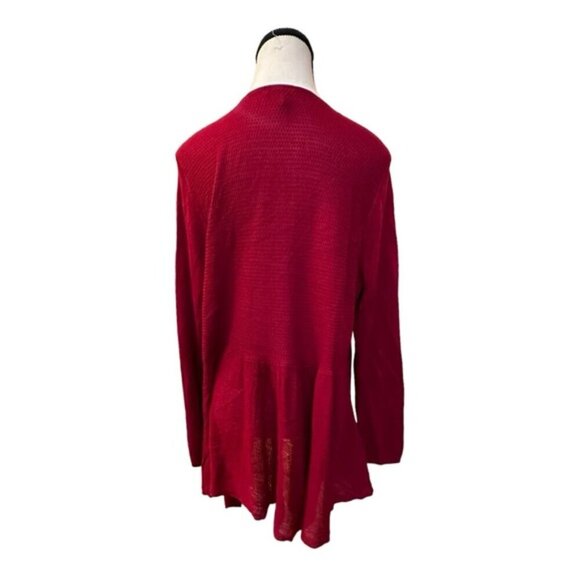 Women’s torrid 2 Crimson Red Drape Front Waffle Knit Waterfall Cardigan - Picture 5 of 13